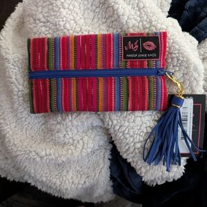 Colorful Striped Mini Makeup Junkie Bag with Tassel